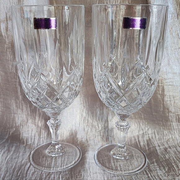 MARKHAM Marquis by Waterford Pair of Crystal Water Goblets 2 Foil Label NEW - Picture 1 of 8